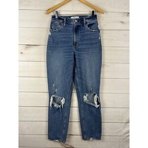 Abercrombie & Fitch Jeans Womens 4R Blue 90s Straight Curve Love Distressed